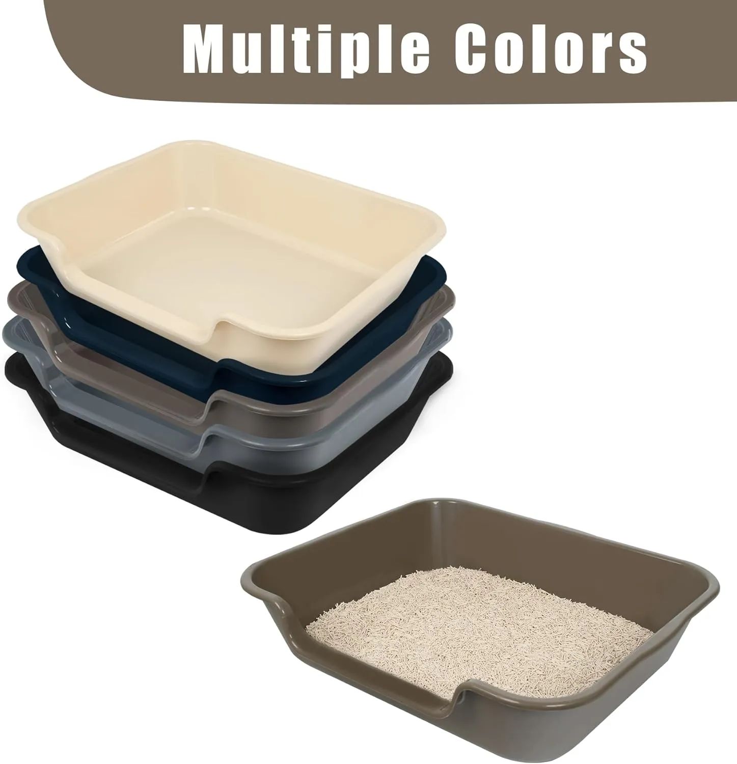 1 Pack Extra Large Dog Litter Box Pan Tray (ABS Material), Low Entry Jumbo Senior Litter Boxes for Multiple Kitten Big Cats, Pet Safe Indoor Dog Potty (Dark Gray, 20" L x 15" W)