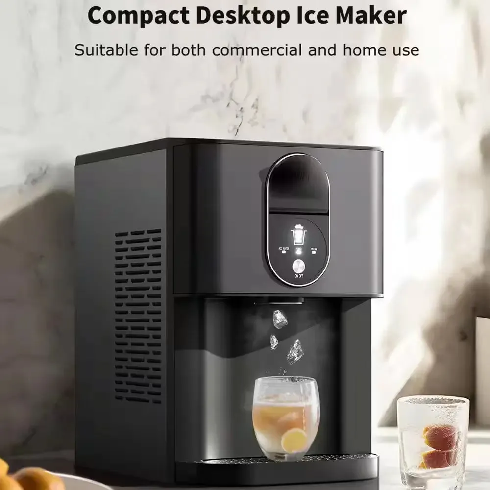 16.9 In. Ice Production per Day(44 Lb), 32 Lb. Portable Ice Maker in Black with Intelligent Panel and Nugget Maker.