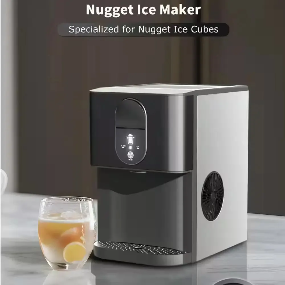 16.9 In. Ice Production per Day(44 Lb), 32 Lb. Portable Ice Maker in Black with Intelligent Panel and Nugget Maker.