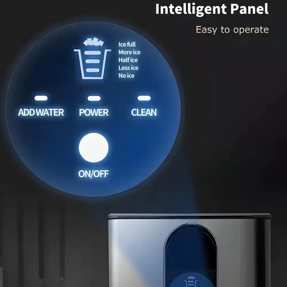 16.9 In. Ice Production per Day(44 Lb), 32 Lb. Portable Ice Maker in Black with Intelligent Panel and Nugget Maker.