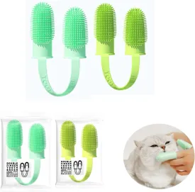 2 Pack Dog & Cat Toothbrush, Finger Toothbrush Kit,135Surround Fine Soft Bristles,Double-Finger Toothbrush Dental Care, Easy Teeth Cleaning for Dogs,Puppies, Cats and Small Pets