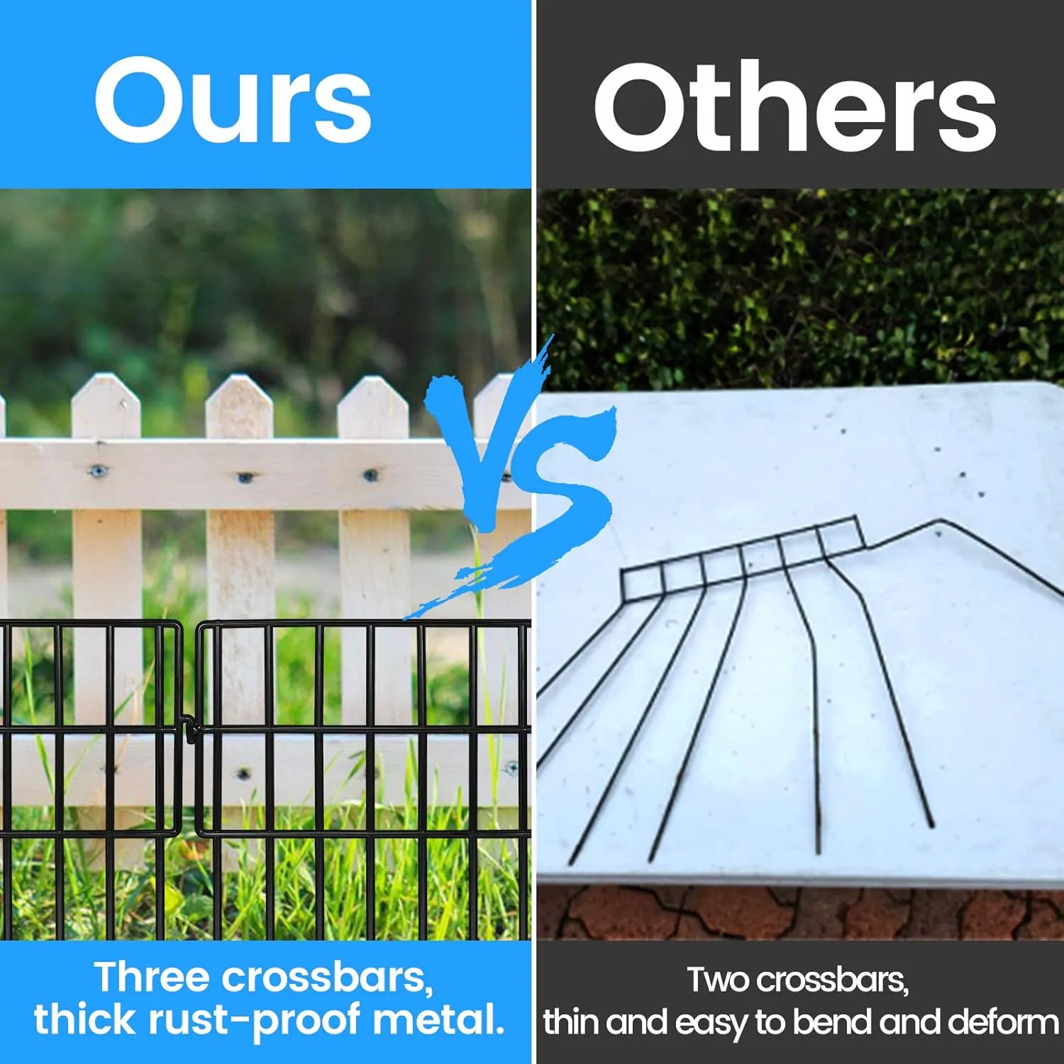 20 Pack Animal Barrier Fences, 1.5" Gap No Digging Garden Fence Panels, Metals Black Deterrent Fence for Dogs Rabbits, Decorative Fence for Outdoor Landscape Patio Total 20 ft(L)16 in(H)