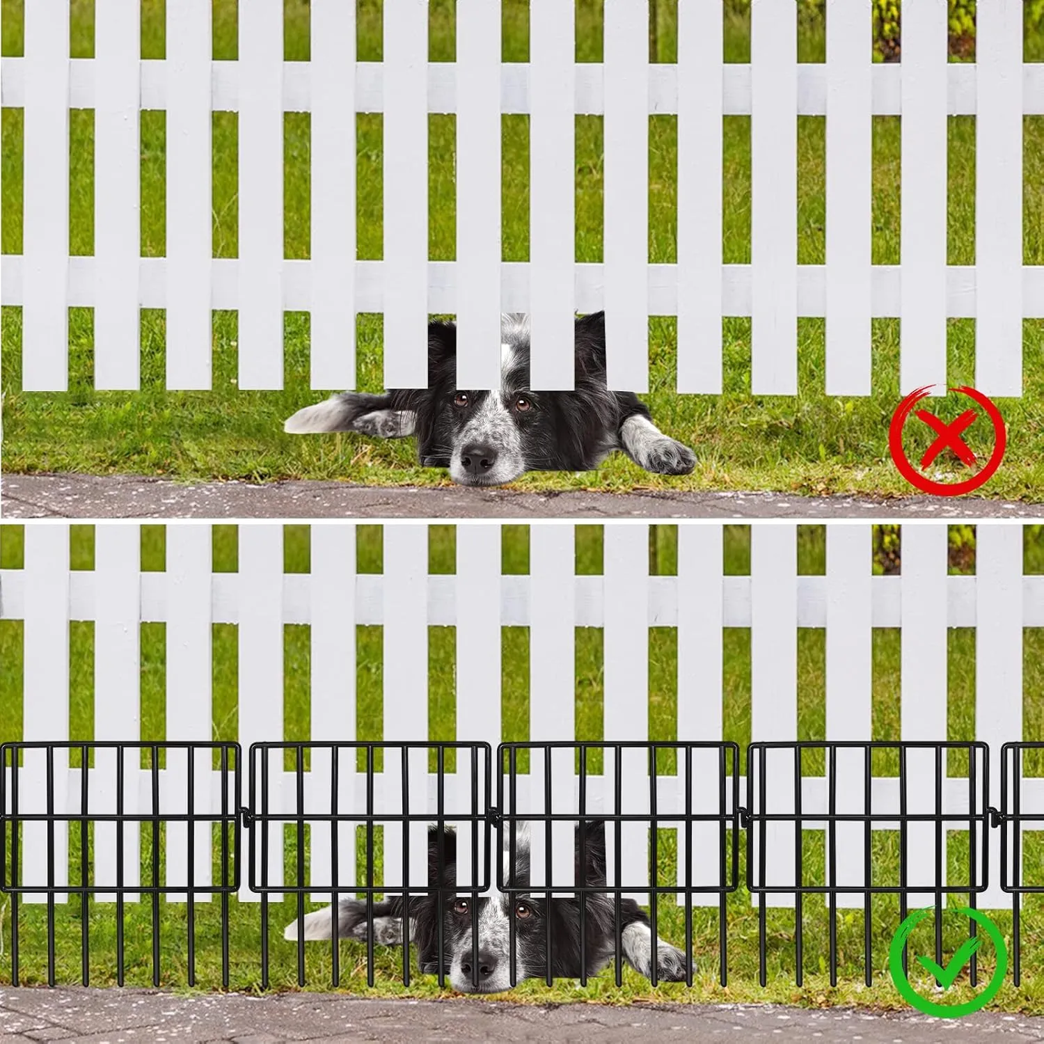20 Pack Animal Barrier Fences, 1.5" Gap No Digging Garden Fence Panels, Metals Black Deterrent Fence for Dogs Rabbits, Decorative Fence for Outdoor Landscape Patio Total 20 ft(L)16 in(H)