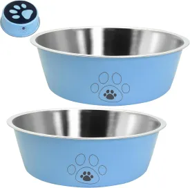 2PCS Stainless Steel Dog Bowls, 37 OZ Non-Slip Puppy Bowls with Suction Cup Silicone Bottom Large Capacity Metal Cat Food and Water Bowls Rubber Base Pet Dish for Small Medium Large Cats Dogs