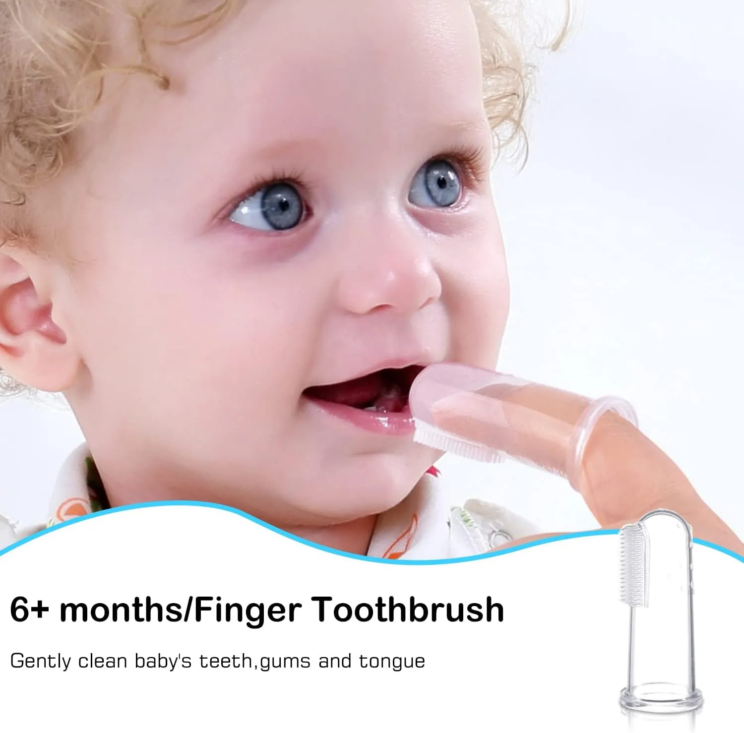 6 in 1 Baby Training Toothbrush Set - Infant to Toddler Toothbrush Oral Care Toothbrush - Food Grade Silicone,Extra Soft Bristles,Perfect for 6 ,12 ,24  Months