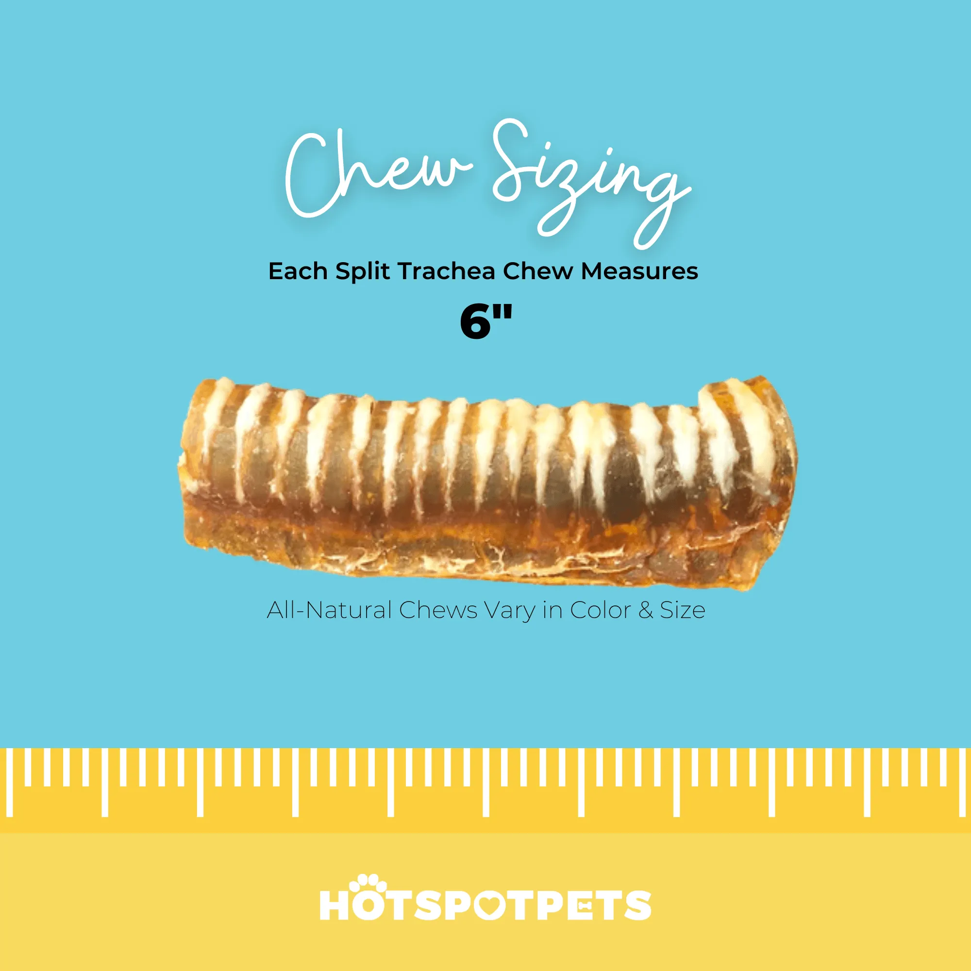 6" Split Beef Trachea Strips for Small & Medium Dogs