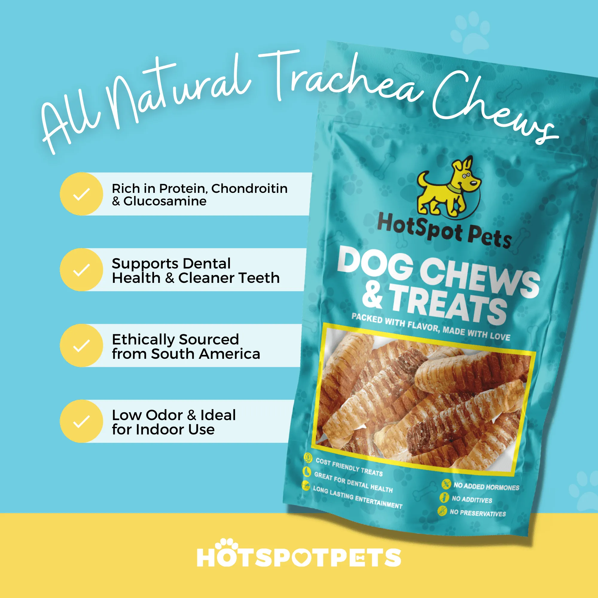 6" Split Beef Trachea Strips for Small & Medium Dogs