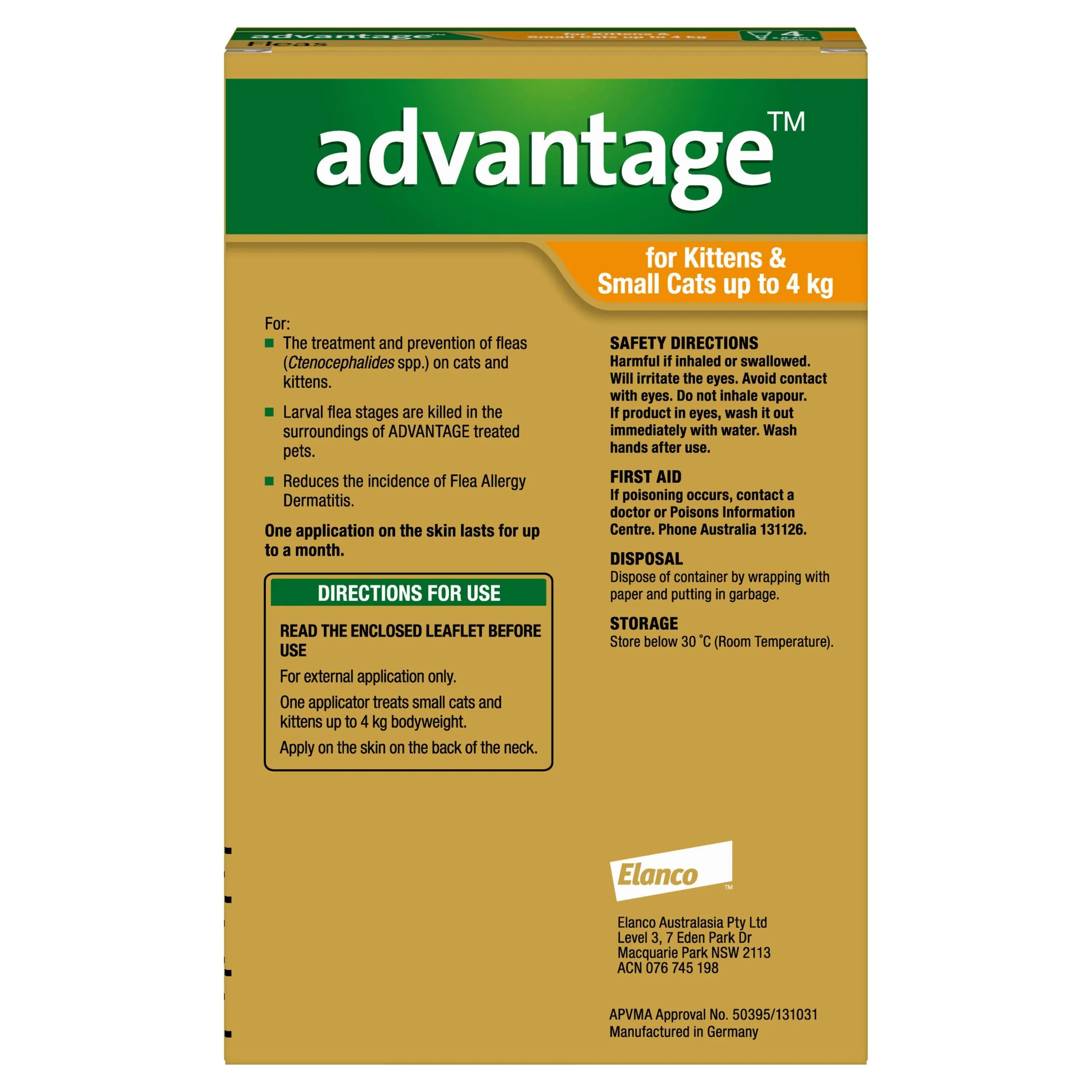 Advantage Spot-On Flea Treatment <4kg Cat & Kitten