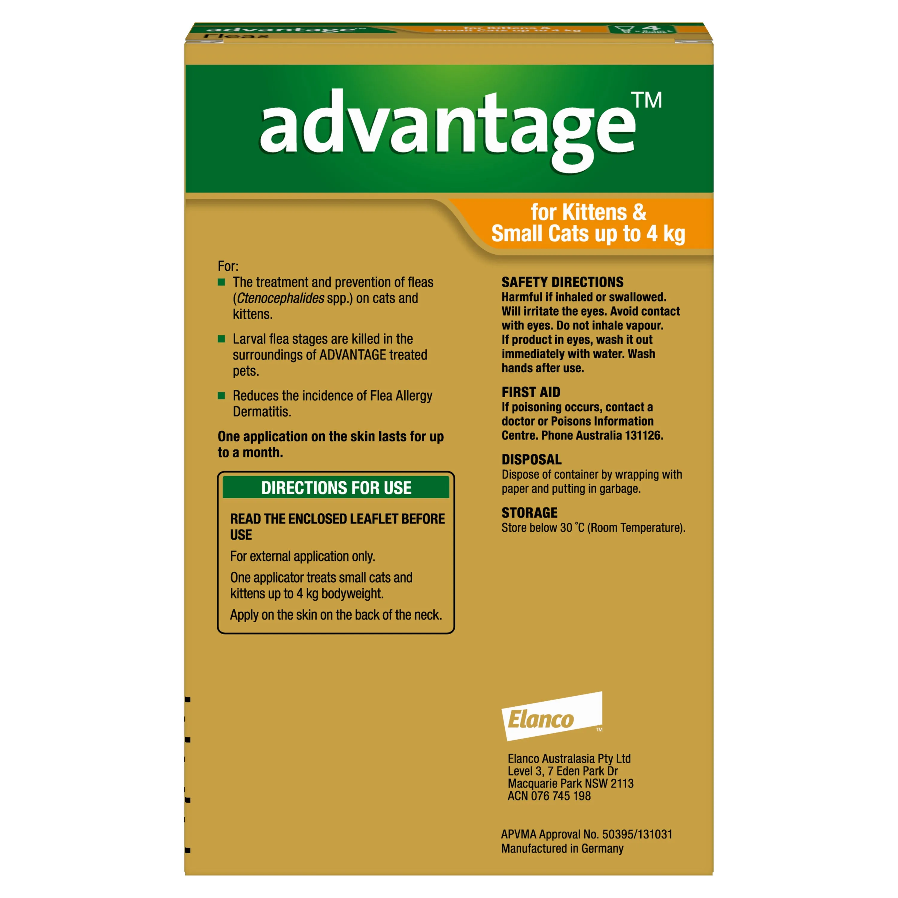 Advantage Spot-On Flea Treatment <4kg Cat & Kitten