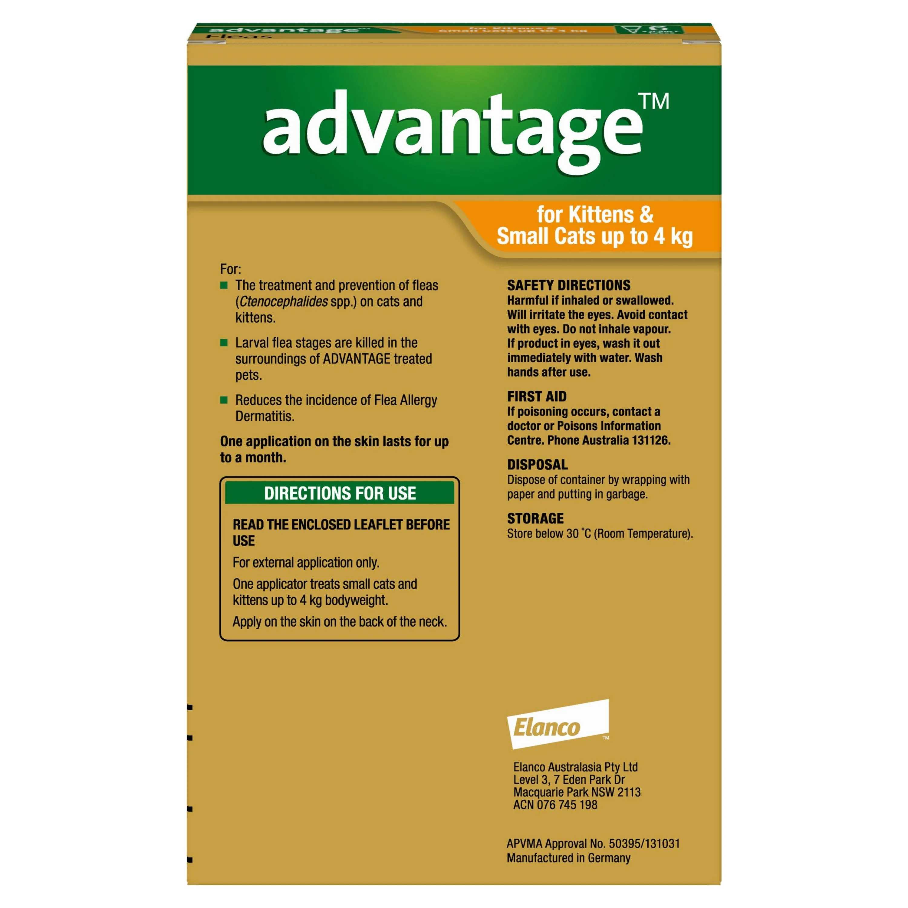 Advantage Spot-On Flea Treatment <4kg Cat & Kitten