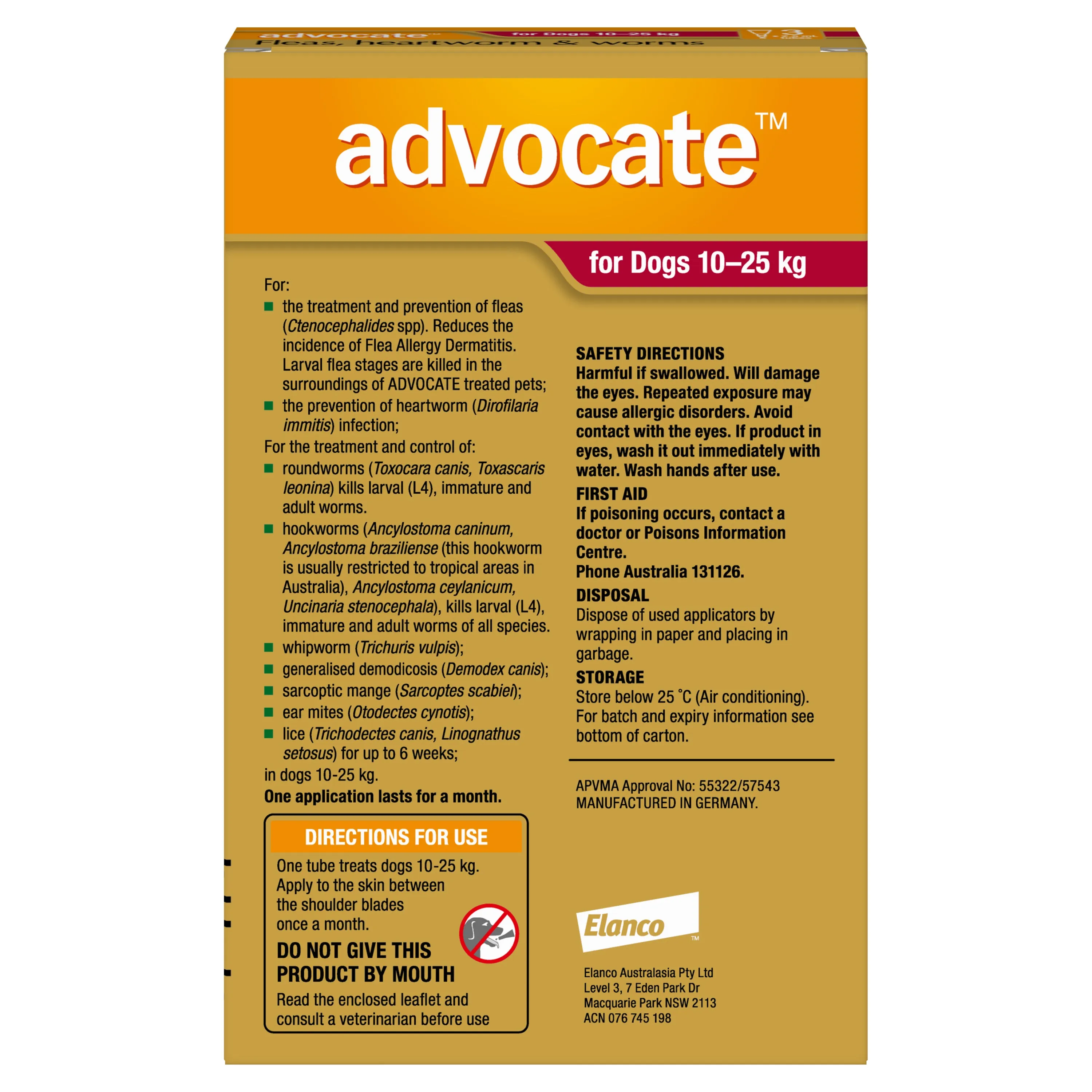 Advocate - Dog 10-25kg (3pk)