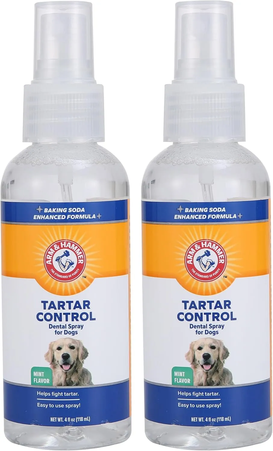 Arm & Hammer for Pets Tartar Control Dental Spray for Dogs | Dog Dental Spray Reduces Plaque & Tartar Buildup Without Brushing | Mint Flavor, 4 Ounces (Pack of 2)