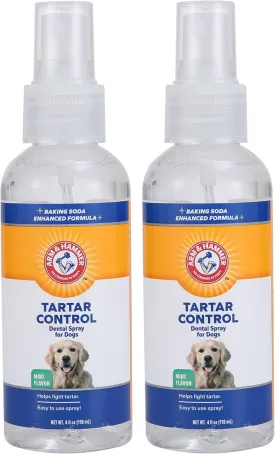 Arm & Hammer for Pets Tartar Control Dental Spray for Dogs | Dog Dental Spray Reduces Plaque & Tartar Buildup Without Brushing | Mint Flavor, 4 Ounces (Pack of 2)