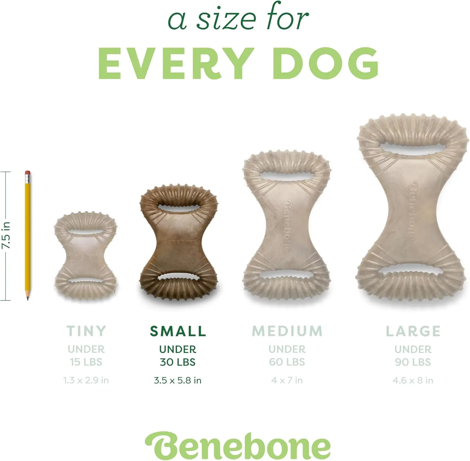 Benebone Dental Durable Dog Chew Toy for Aggressive Chewers, Real Peanut, Made in USA, Small