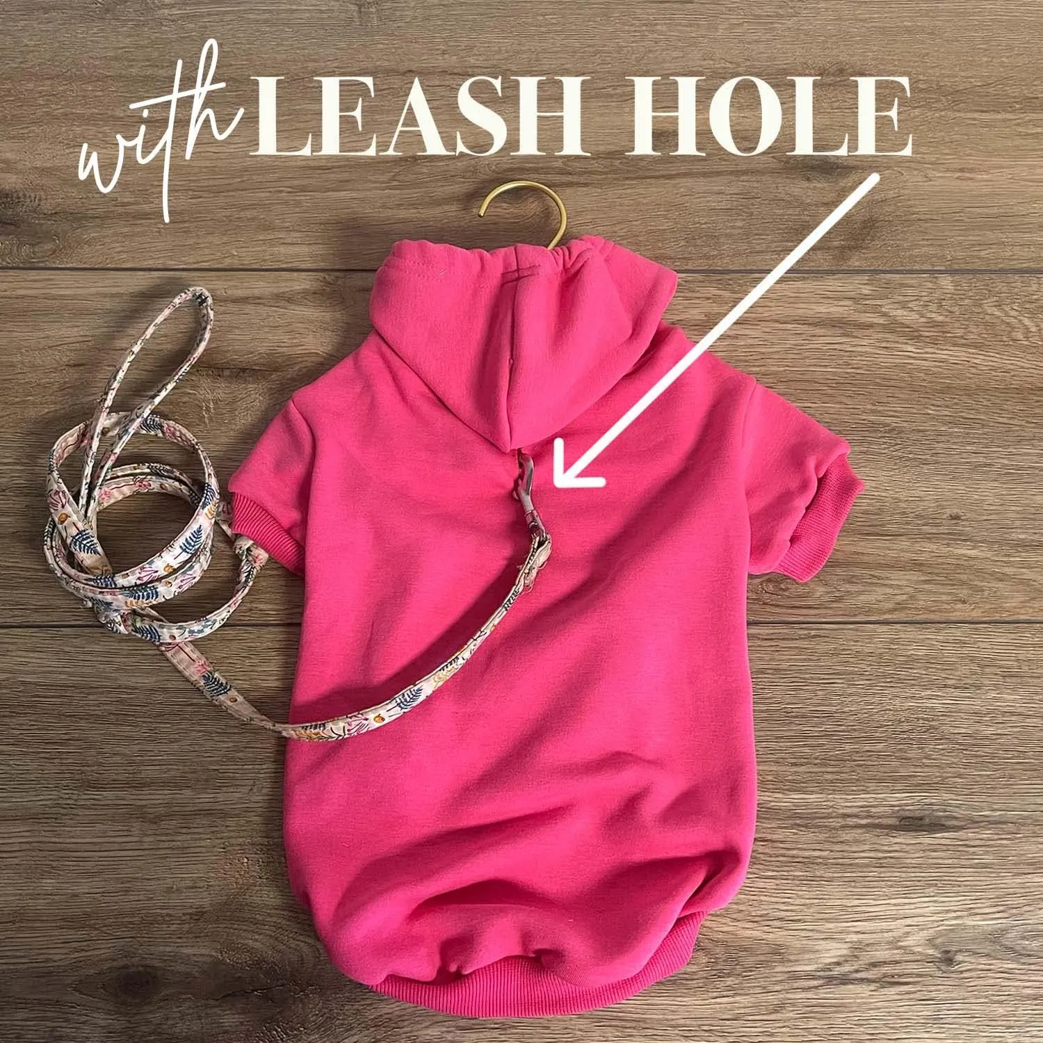 Big Sister Heart Paw Baby Announcement Dog Hoodie Fleece Lined Pullover Sweatshirt with Leash Hole (Hot Pink, 4X-Large 86)