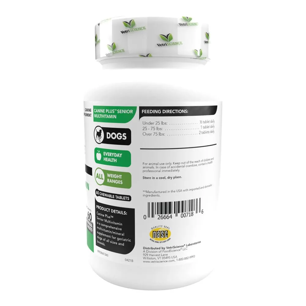 Canine Plus Senior Multivitamin Formula for Older Dogs, 60 Chewable Tablets