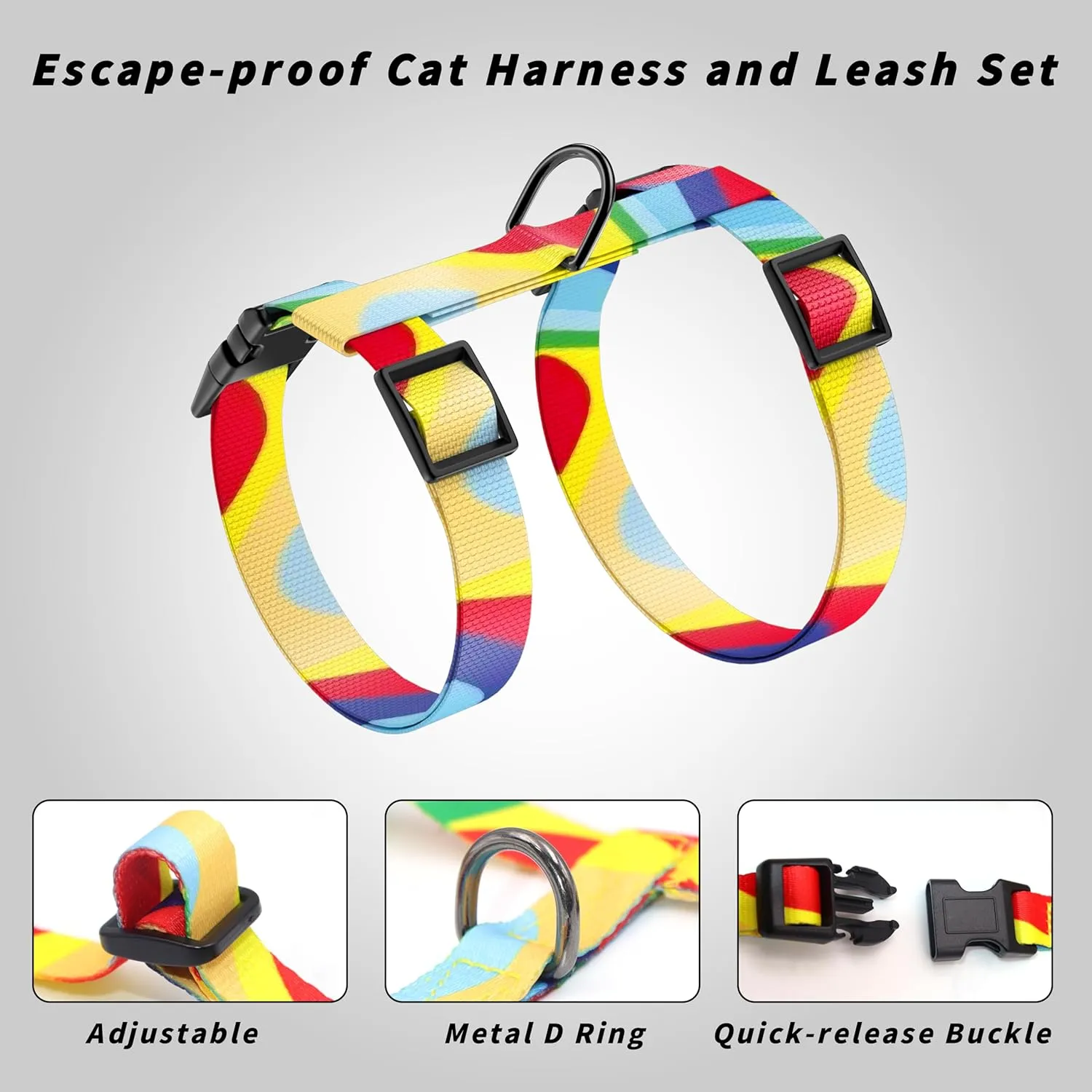 Cat Harness and Leash Set, Adjustable Kitten Harness Escape Proof Cats Harness, Soft Lightweight Walking Travel Pet Harness, Cute Kitty Harness Leash Set for Small Medium Cats, Yellowstone Park