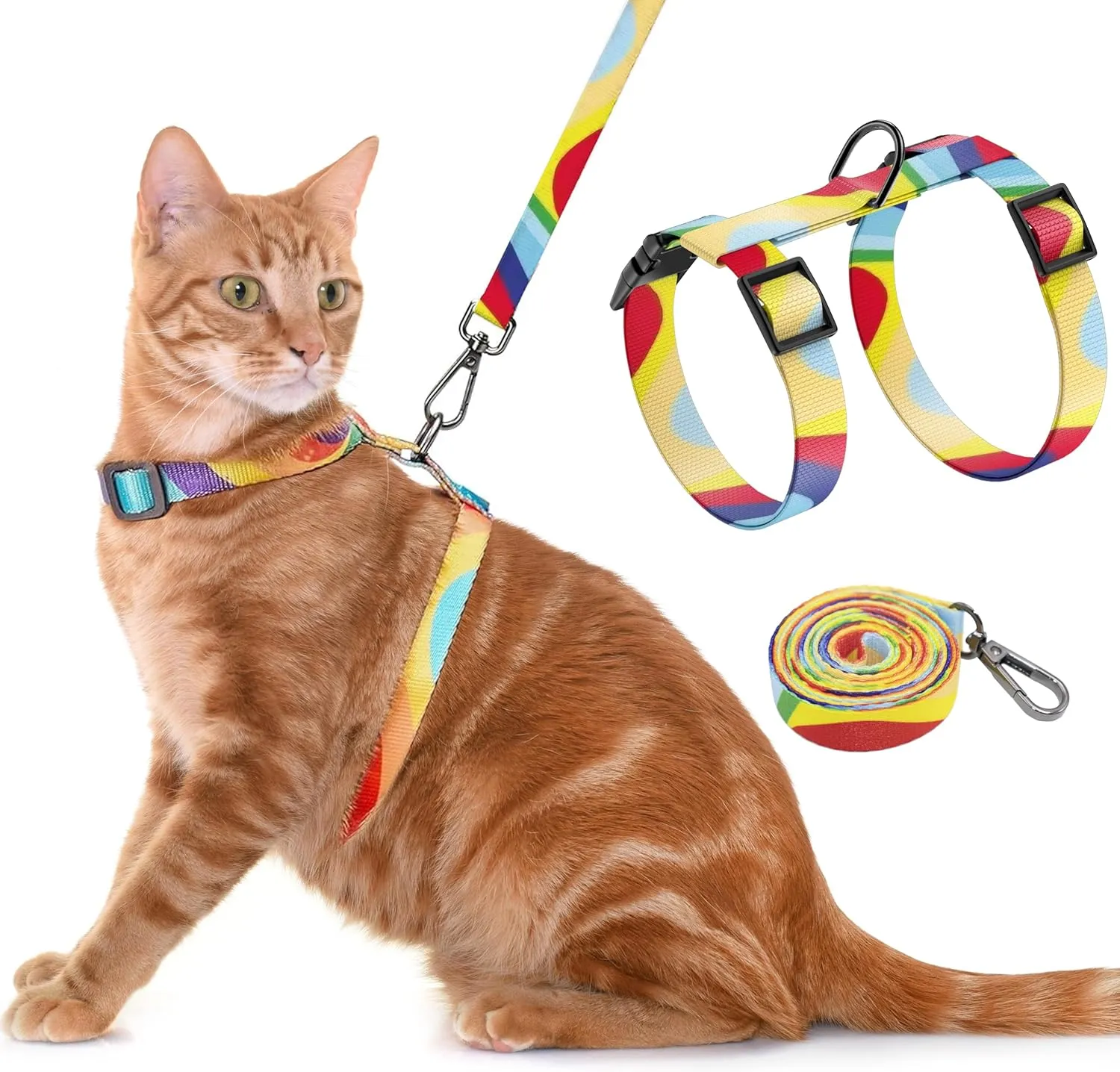 Cat Harness and Leash Set, Adjustable Kitten Harness Escape Proof Cats Harness, Soft Lightweight Walking Travel Pet Harness, Cute Kitty Harness Leash Set for Small Medium Cats, Yellowstone Park