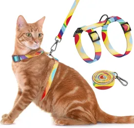 Cat Harness and Leash Set, Adjustable Kitten Harness Escape Proof Cats Harness, Soft Lightweight Walking Travel Pet Harness, Cute Kitty Harness Leash Set for Small Medium Cats, Yellowstone Park
