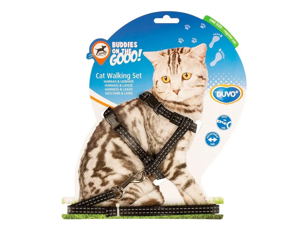CAT WALKING SET REFLECTIVE UNI 20-35cm / 10mm - 125cm black