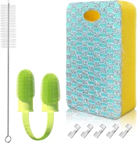 Cat Water Fountain Cleaning Set, Cat Water Fountain Brush, Cleaning Sponge, cat Dog Toothbrush and Cable clamp, 4-Pack pet Water Fountain Cleaning Set