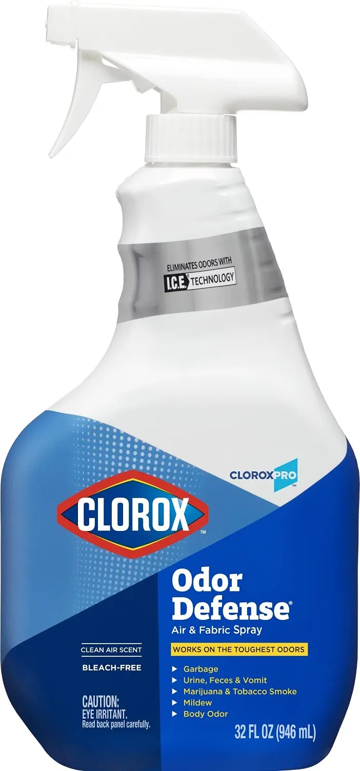 CloroxPro Odor Defense Air and Fabric Spray, Clean Air Scent, 32 Ounces (Package May Vary)