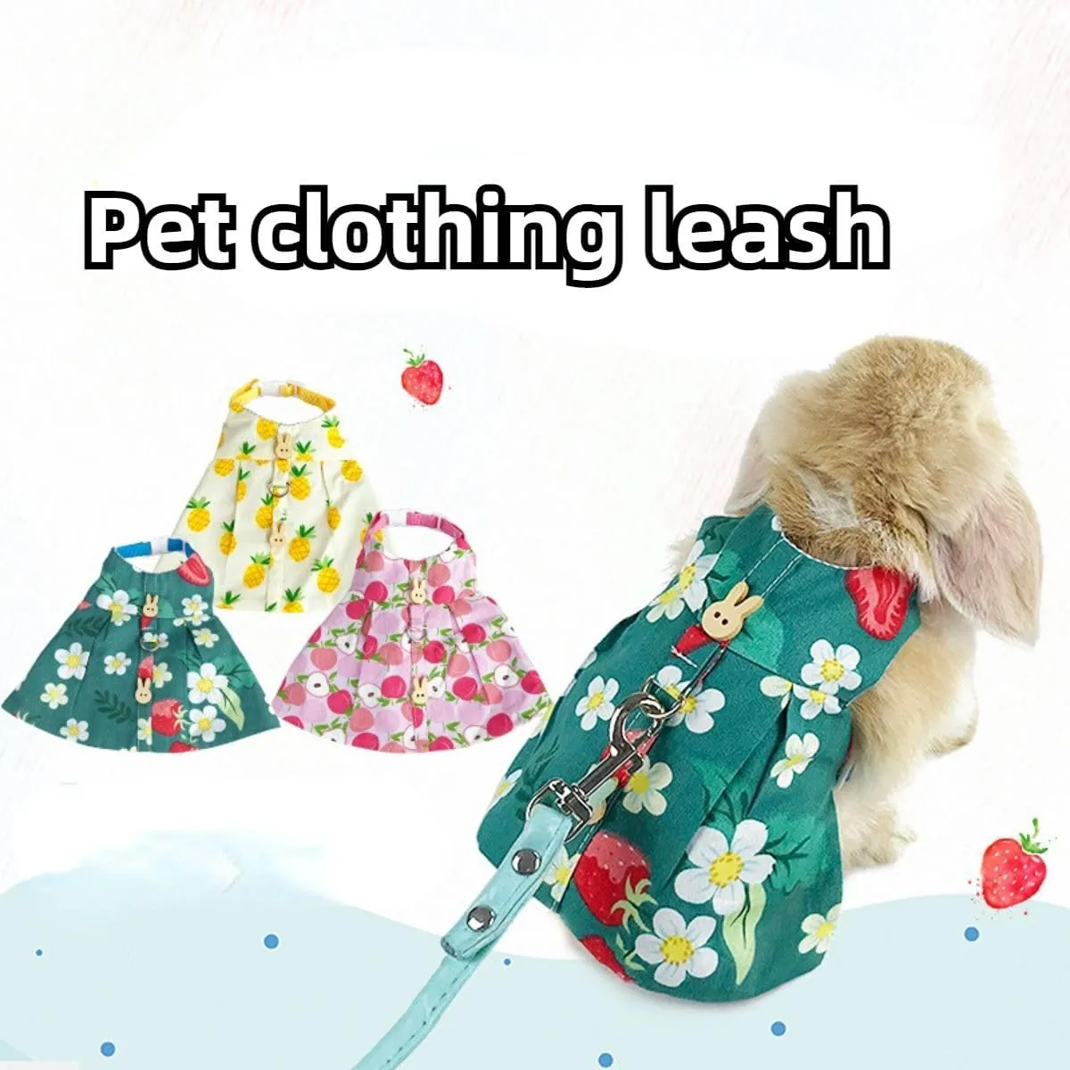 Cute Rabbit Leash and Harness Set, Bunny Rabbit Dress Clothes Walking Harness Vest Escape Proof Pet Supply for Rabbit Hedgehog Ferret Guinea Pig (Green with Accessories,L)