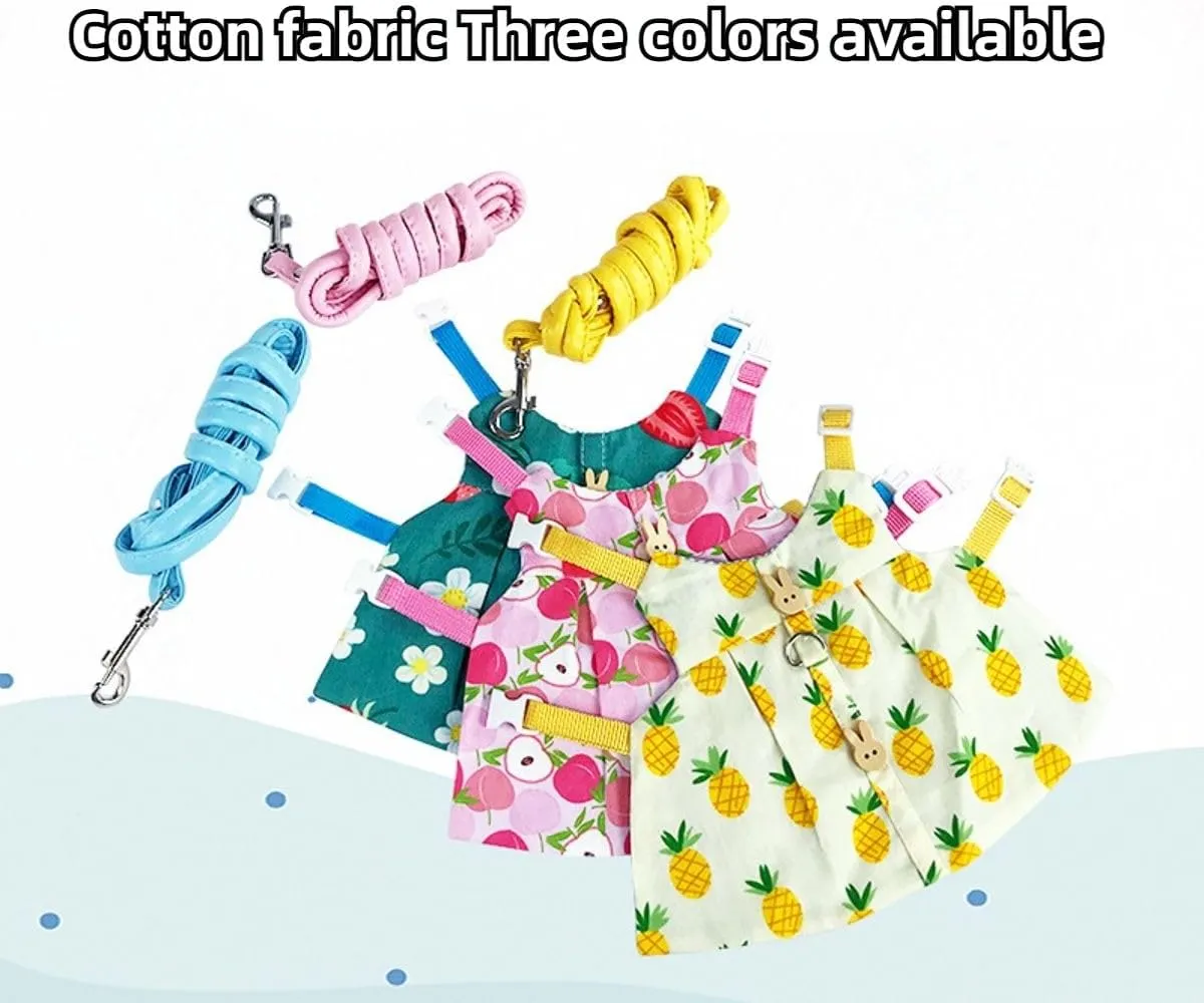 Cute Rabbit Leash and Harness Set, Bunny Rabbit Dress Clothes Walking Harness Vest Escape Proof Pet Supply for Rabbit Hedgehog Ferret Guinea Pig (Green with Accessories,L)