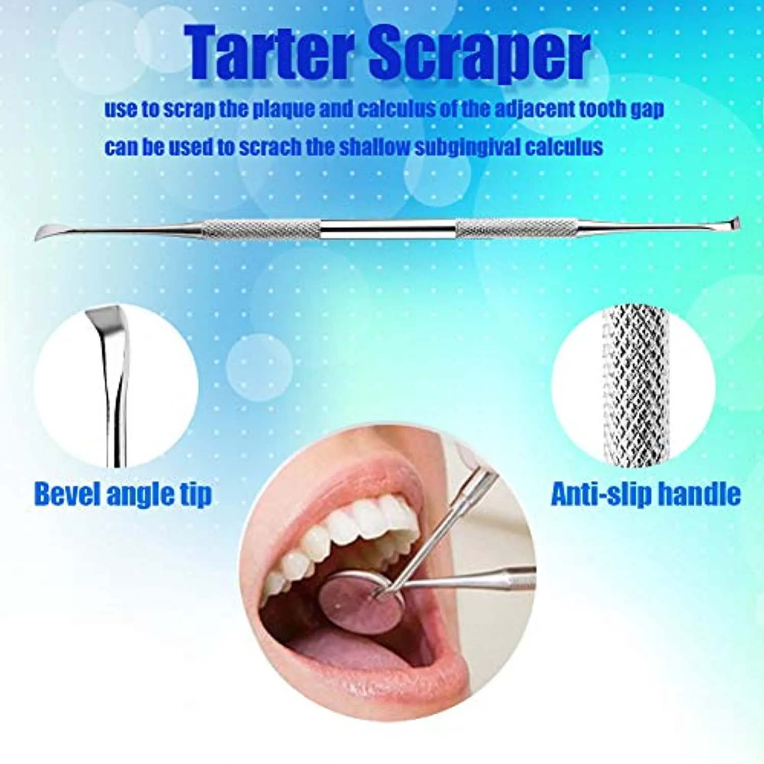 Dental Tools Stainless Steel Dental Pick Dental Floss Dental Hygiene Tool Set Tooth Scraper Plaque Tartar Remover Dental Tweezers Gum Floss for Personal Oral Care & Pet Use (6 Pack)