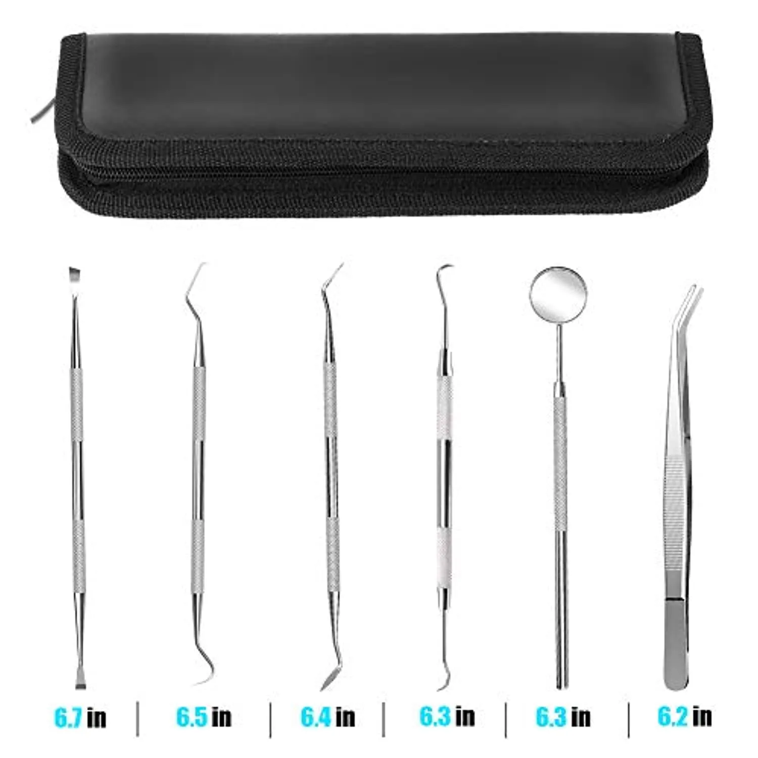 Dental Tools Stainless Steel Dental Pick Dental Floss Dental Hygiene Tool Set Tooth Scraper Plaque Tartar Remover Dental Tweezers Gum Floss for Personal Oral Care & Pet Use (6 Pack)