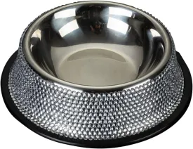 Dog Bowls with Rhinestones Stainless Steel Dog and Water Bowls Non-Skid Rubber Base Sparkling Feeding Supplies Stainless Steel Dog Bowls Large Skid Large Breed Small Size Dog for Dogs, Silver