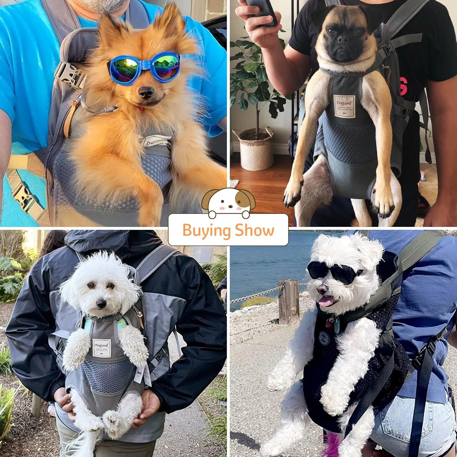 Dog Carrier Backpack, Pet Front Carrier Backpack Legs Out Dog Chest Carrier for Small Medium Dogs, Hands-Free Cat Backpack Carrier Dog Travel Backpack Airline Approved Hiking Bike Motorcycle
