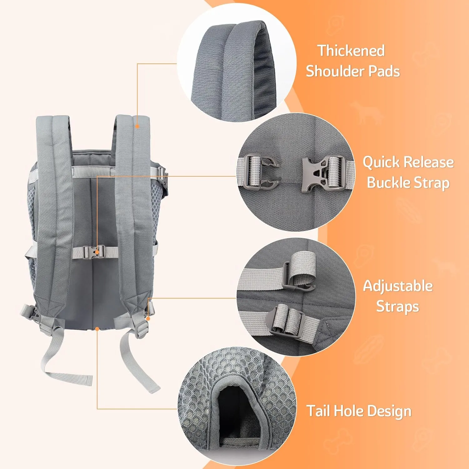 Dog Carrier Backpack, Pet Front Carrier Backpack Legs Out Dog Chest Carrier for Small Medium Dogs, Hands-Free Cat Backpack Carrier Dog Travel Backpack Airline Approved Hiking Bike Motorcycle