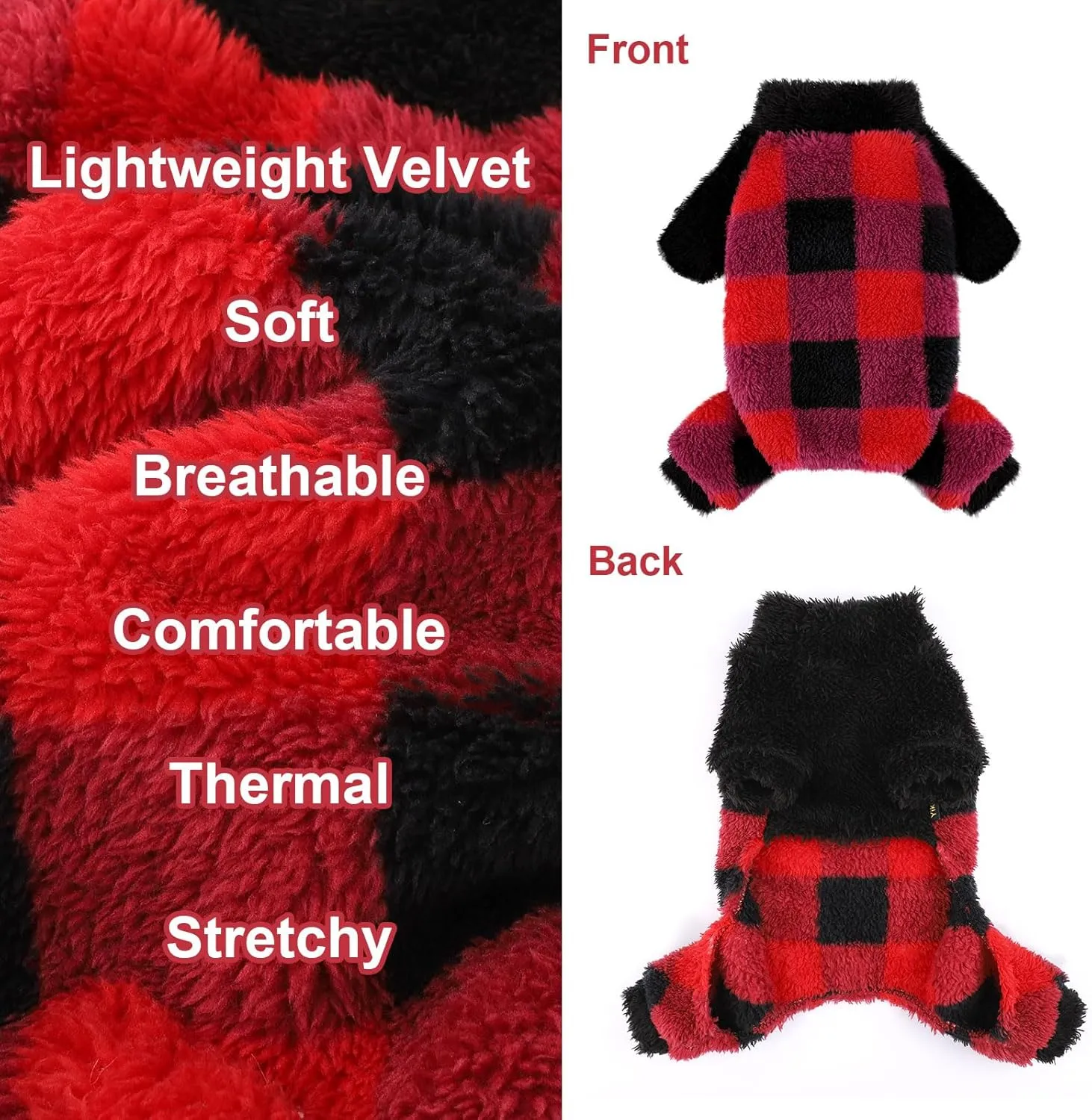 Dog Pajamas PJs Clothes for Small Dogs Girl Boy Warm Spring Fall Winter Onesie Sweaters Fleece Puppy Jumpsuits 4 Legged Outfits Clothing Apparel