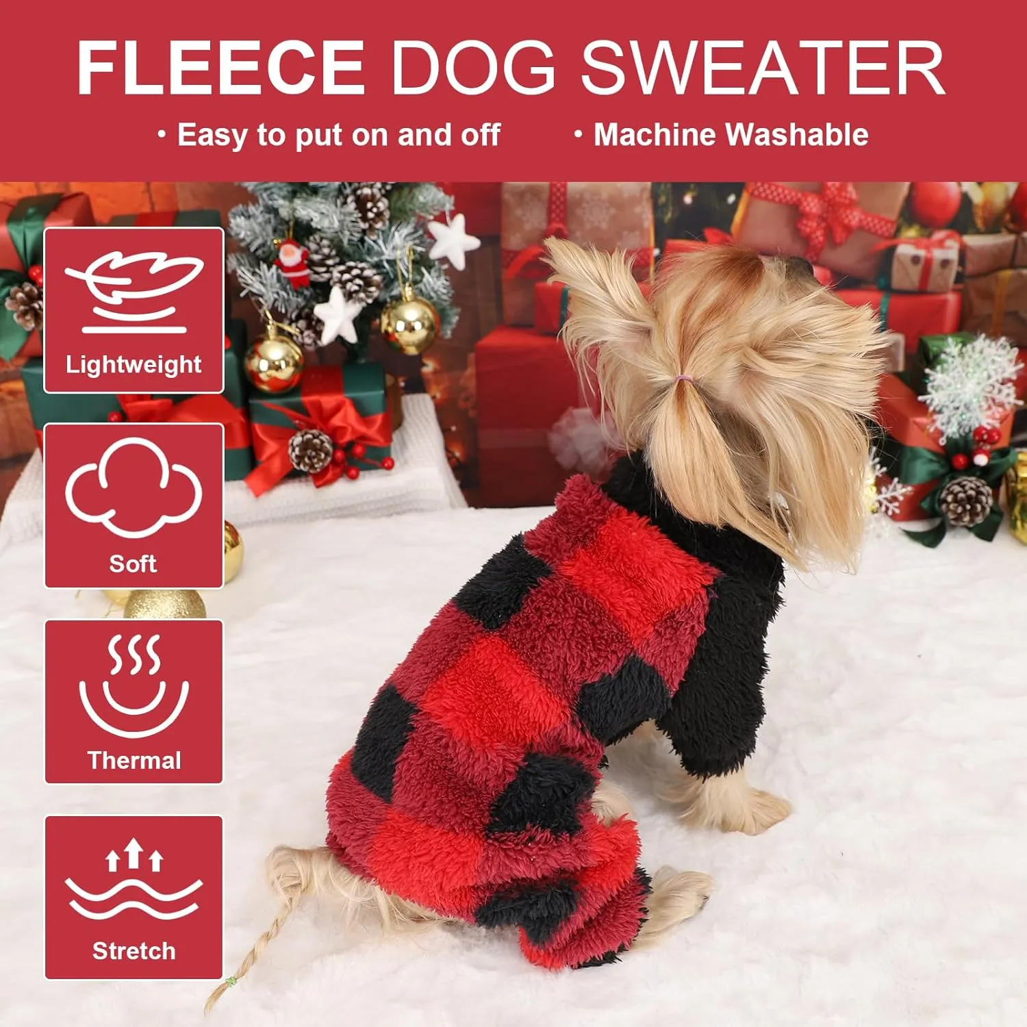 Dog Pajamas PJs Clothes for Small Dogs Girl Boy Warm Spring Fall Winter Onesie Sweaters Fleece Puppy Jumpsuits 4 Legged Outfits Clothing Apparel