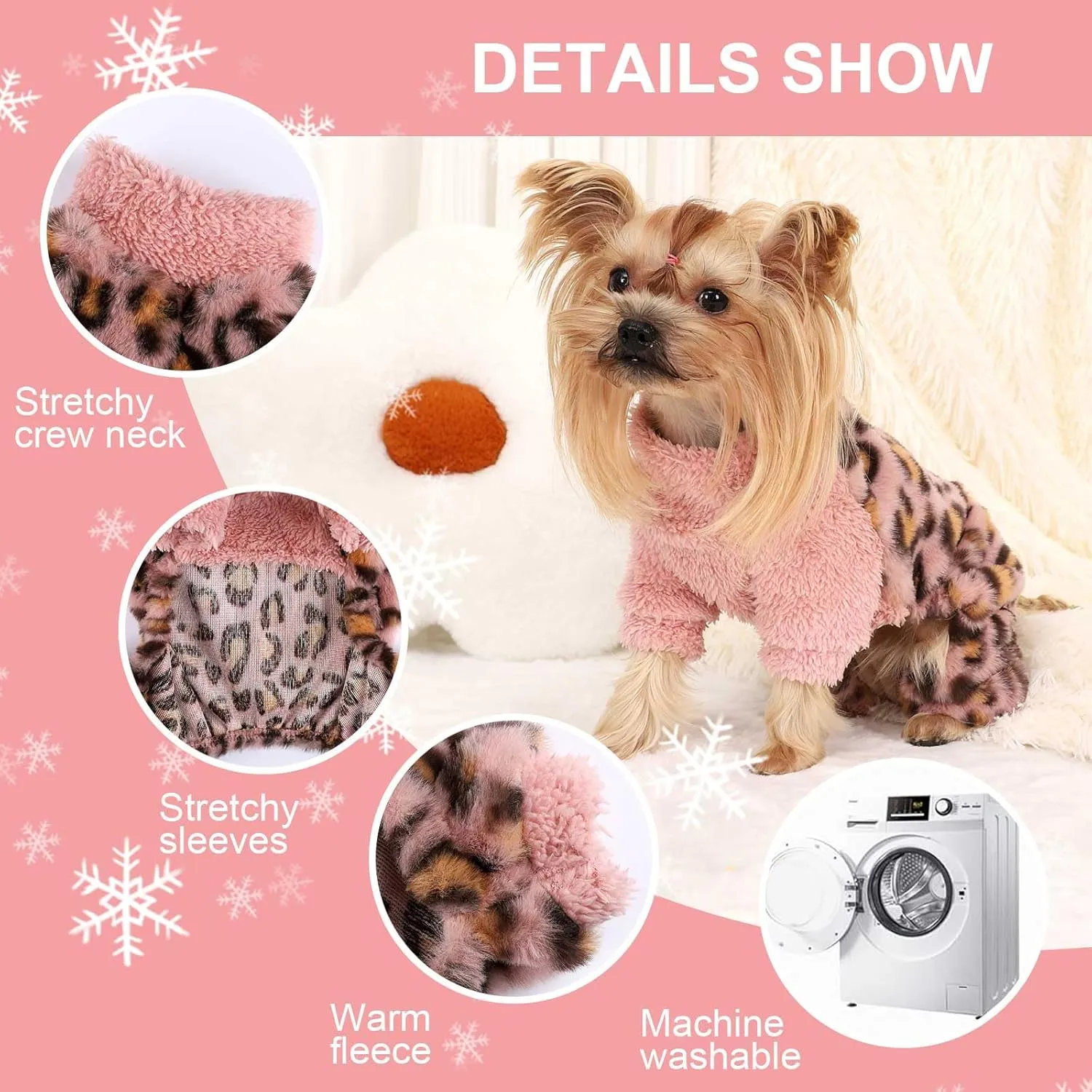 Dog Pajamas PJs Clothes for Small Dogs Girl Boy Warm Spring Fall Winter Onesie Sweaters Fleece Puppy Jumpsuits 4 Legged Outfits Clothing Apparel