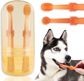 Dog Tooth Brushing Kit 360Silicone Dog Toothbrush with Storage Cup,Deep Clean for Toothbrush for Dogs Small Breed,Deep Clean for Toothbrush for Dogs Cat (A-2PCS)