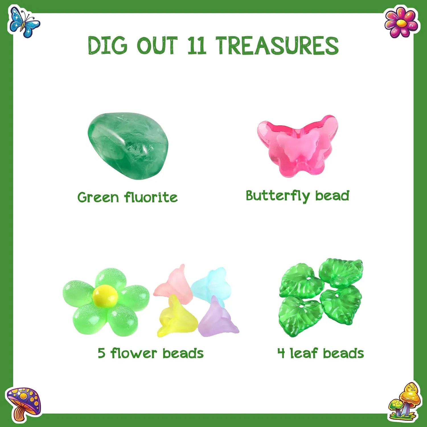EDUMAN Flower Fairy Scavenger Hunt Dig Kit - Interactive Arts & Crafts, STEM Educational Toy with Clue Cards, Gemstone Dig Kit & DIY Jewelry Making Kits for Kids 6  - Ideal Birthday Gift for Girls