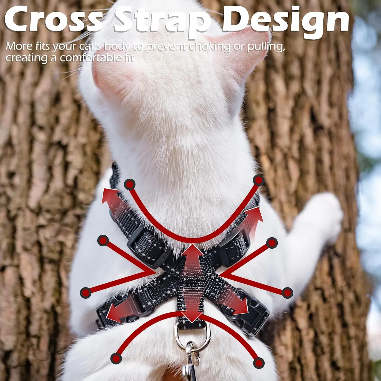 EXPAWLORER Cat Harness and Leash Set - Adjustable Escape Proof, Soft Reflective Vest Harness for Outdoor Walking, Breathable Lightweight Jacket for Small Medium Cats, Black S