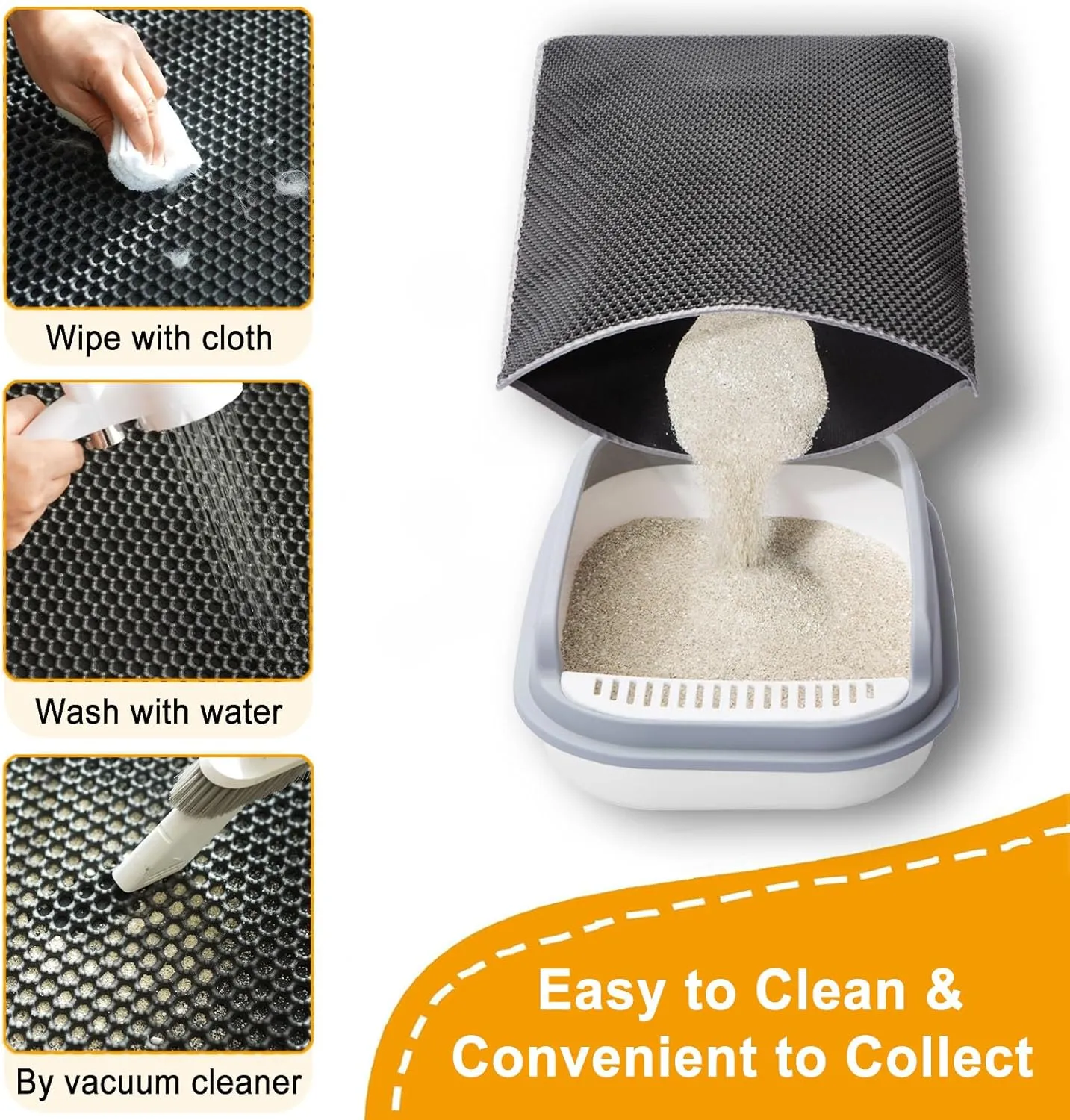 Extra Large Cat Litter Mat, XL 47"x28" Litter Trapping Mat for Cat,Litter Box Matt for indoor, 2 Layer Catcher Rug for Multiple-Pet kitty Litterbox, Waterproof Urine Proof,Clean Easily,Non-Slip