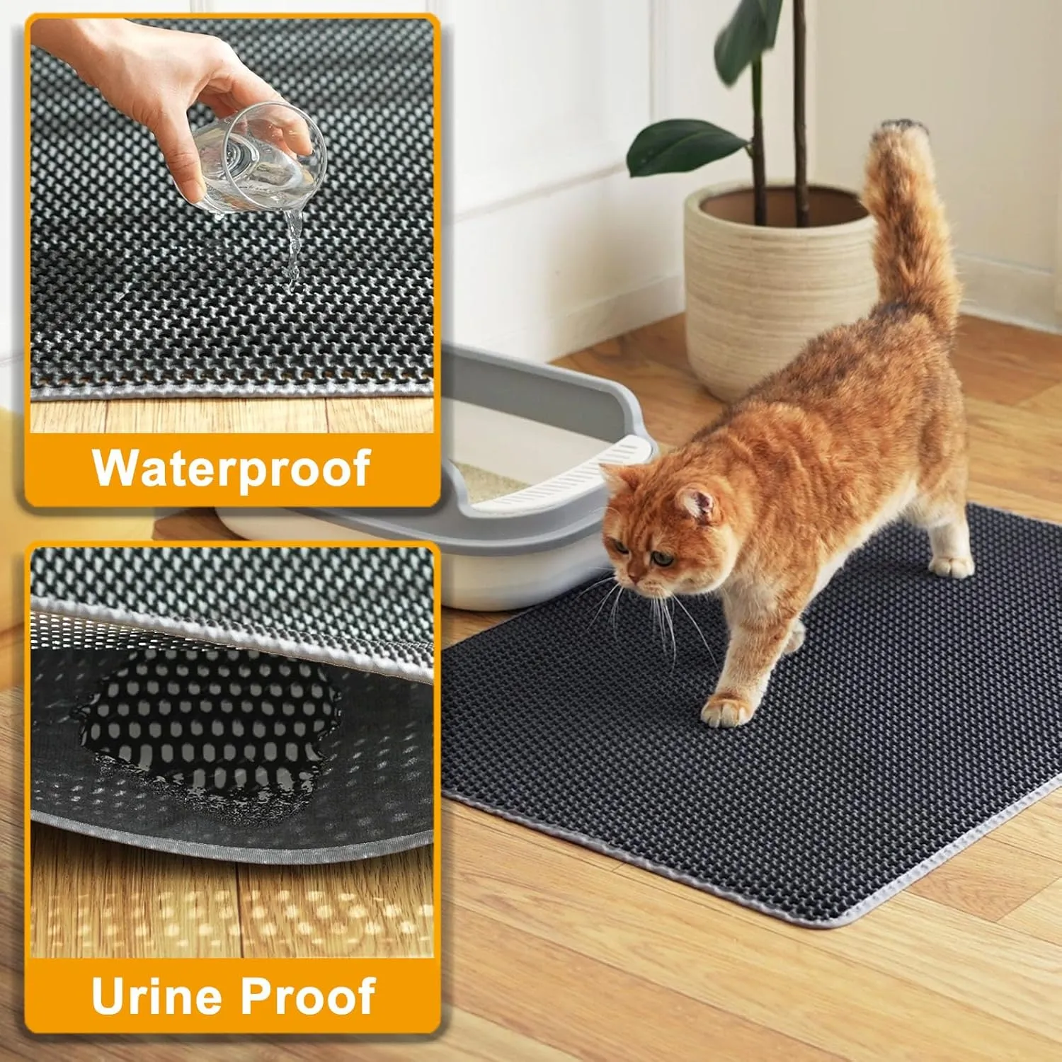 Extra Large Cat Litter Mat, XL 47"x28" Litter Trapping Mat for Cat,Litter Box Matt for indoor, 2 Layer Catcher Rug for Multiple-Pet kitty Litterbox, Waterproof Urine Proof,Clean Easily,Non-Slip