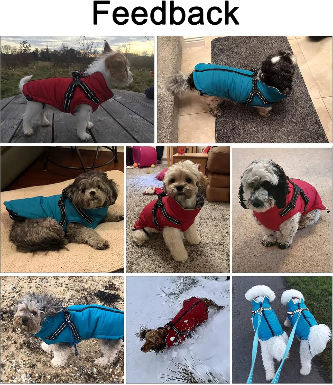 Geyecete Winter Warm Coat Waterproof Dog Jacket with Harness Traction Belt,Pet Outdoor Jacket Dog Autumn and Winter Clothes-Red-XL