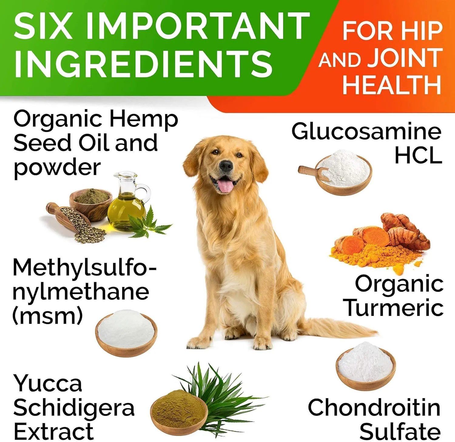 Hemp Chews for Dogs - Glucosamine Chondroitin for Dogs Joint Pain Relief with Hemp Oil, Hip & Joint Supplement Dogs, MSM Turmeric for Dogs Mobility, Dog Joint Supplement, Hemp Dog Treats Joints Health