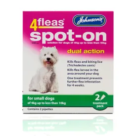 Johnsons 4fleas Dual Action Spot-On Treatment for Small Dogs 100mg 2 pipette