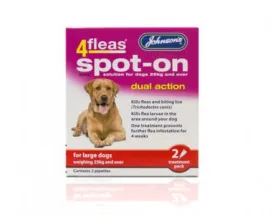 Johnson's - 4Fleas - Spot On Dual Action - Large Dog (25kg ) - 2 Treatments