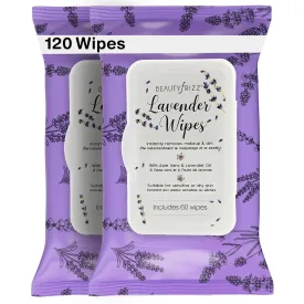 Lavender Face Wipes - 120 pcs - Gentle Makeup Remover Wipes for Women - Facial Cleansing Wipe with Aloe, Castor, Vitamin A and E - Extra Soft - Moisturizing