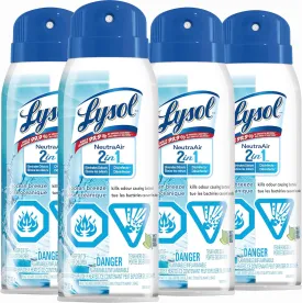 Lysol Neutra Air 2 in 1 Disinfectant Spray, Ocean Breeze Scent, Eliminates Odors, 10 Ounces (Pack of 4)