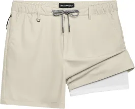 maamgic Mens Casual Shorts with Compression Liner 5/7 Inch Classic Fit Khaki Shorts