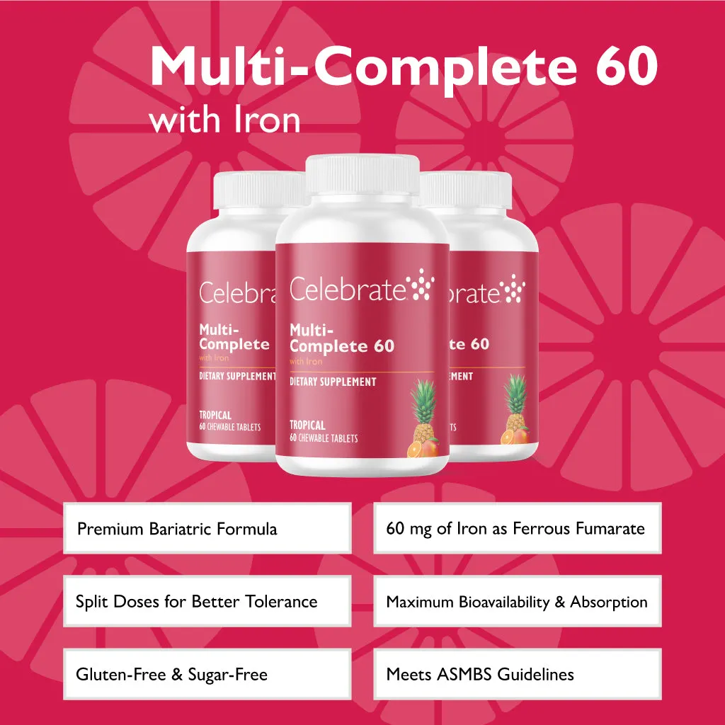 Multi-Complete 60 Bariatric Multivitamin with Iron Chewables, Tropical