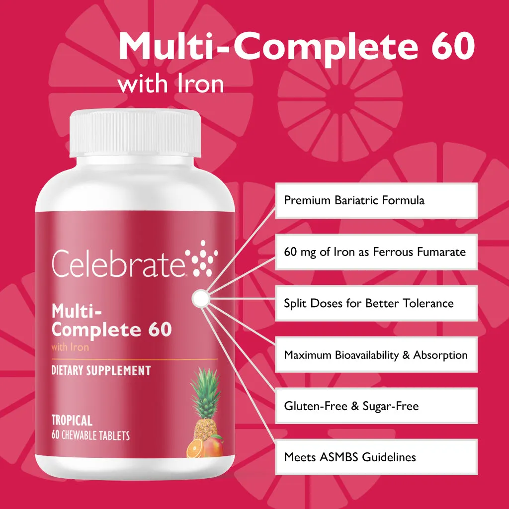 Multi-Complete 60 Bariatric Multivitamin with Iron Chewables, Tropical